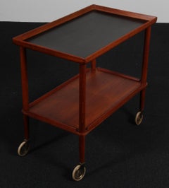 Carrello da bar Søborg Møbler in teak e dettagli in ottone, anni '60