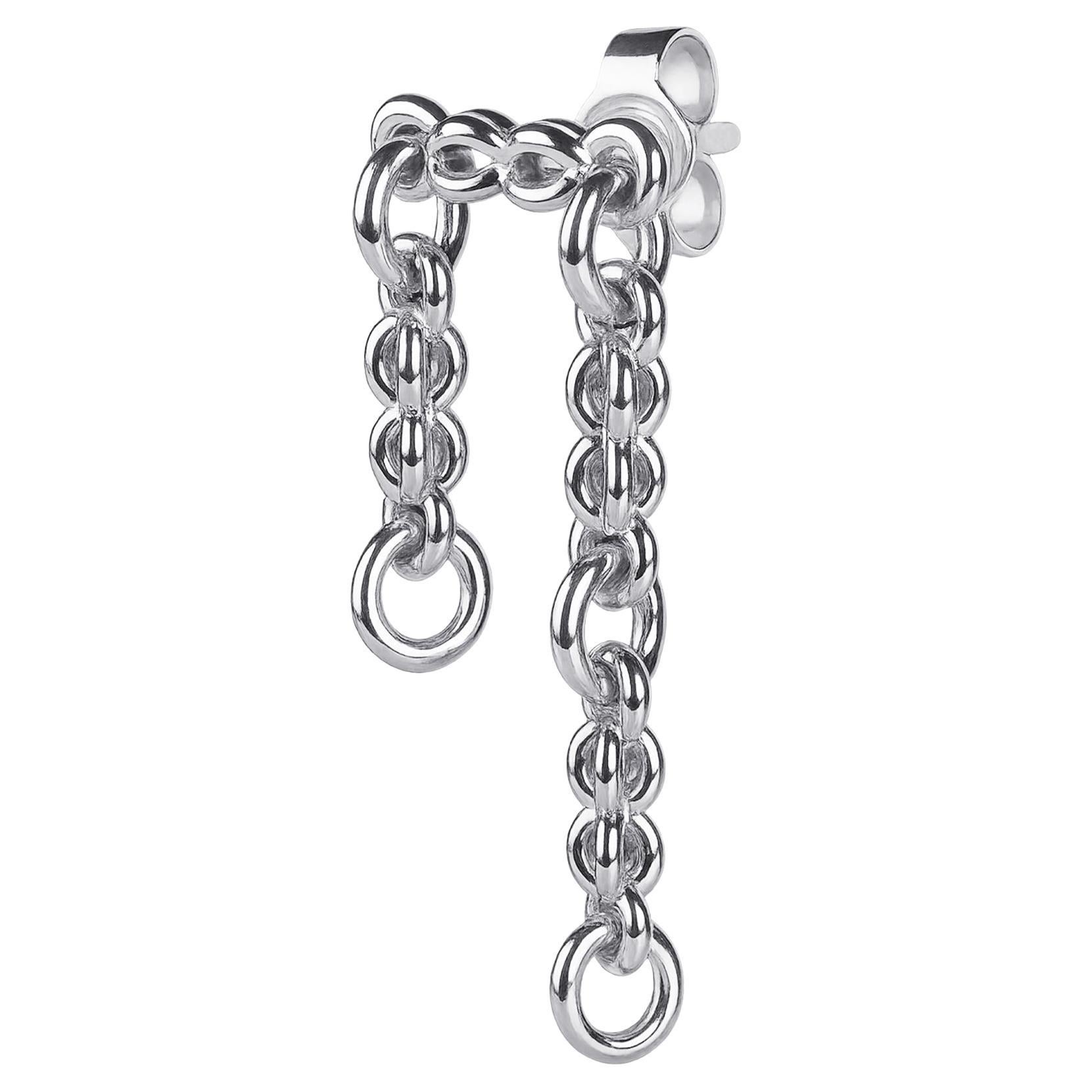 SBQ 1mm segment layered single earring, 14K white gold en vente