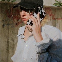 SBQ Bold Segment Chain Bracelet with Diamond & Sapphire Clicker, 14K white gold