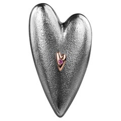 SBQ Puffed Heart Single Statement Earring 14K Rose Gold