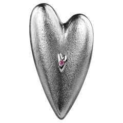SBQ Puffed Heart Single Statement Earring 14K White Gold