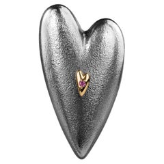 SBQ Puffed Heart Single Statement Earring 14K Yellow Gold