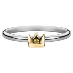 SBQ Tiny Crown Sparkle Ring, 14K Gelb- und Weißgold, gelber Saphir