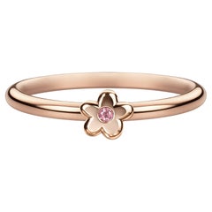 SBQ Tiny Flower Sparkle Ring, 14K Roségold, rosa Saphir