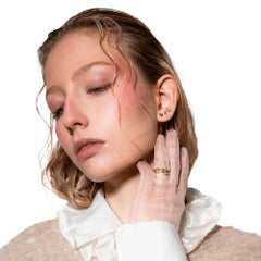 SBQ Tiny Flower Sparkle Ring, 14K Weißgold, rosa Saphir