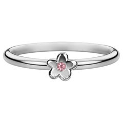 SBQ Tiny Flower Sparkle Ring, 14K Weißgold, rosa Saphir