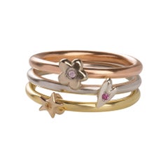 SBQ Tiny Heart Sparkle Ring, 14K Weißgold, rosa Saphir