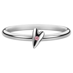 SBQ Tiny Heart Sparkle Ring, 14K Weißgold, rosa Saphir