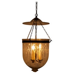 S&C Bishop and Co Pendant etched glass bell jar lantern