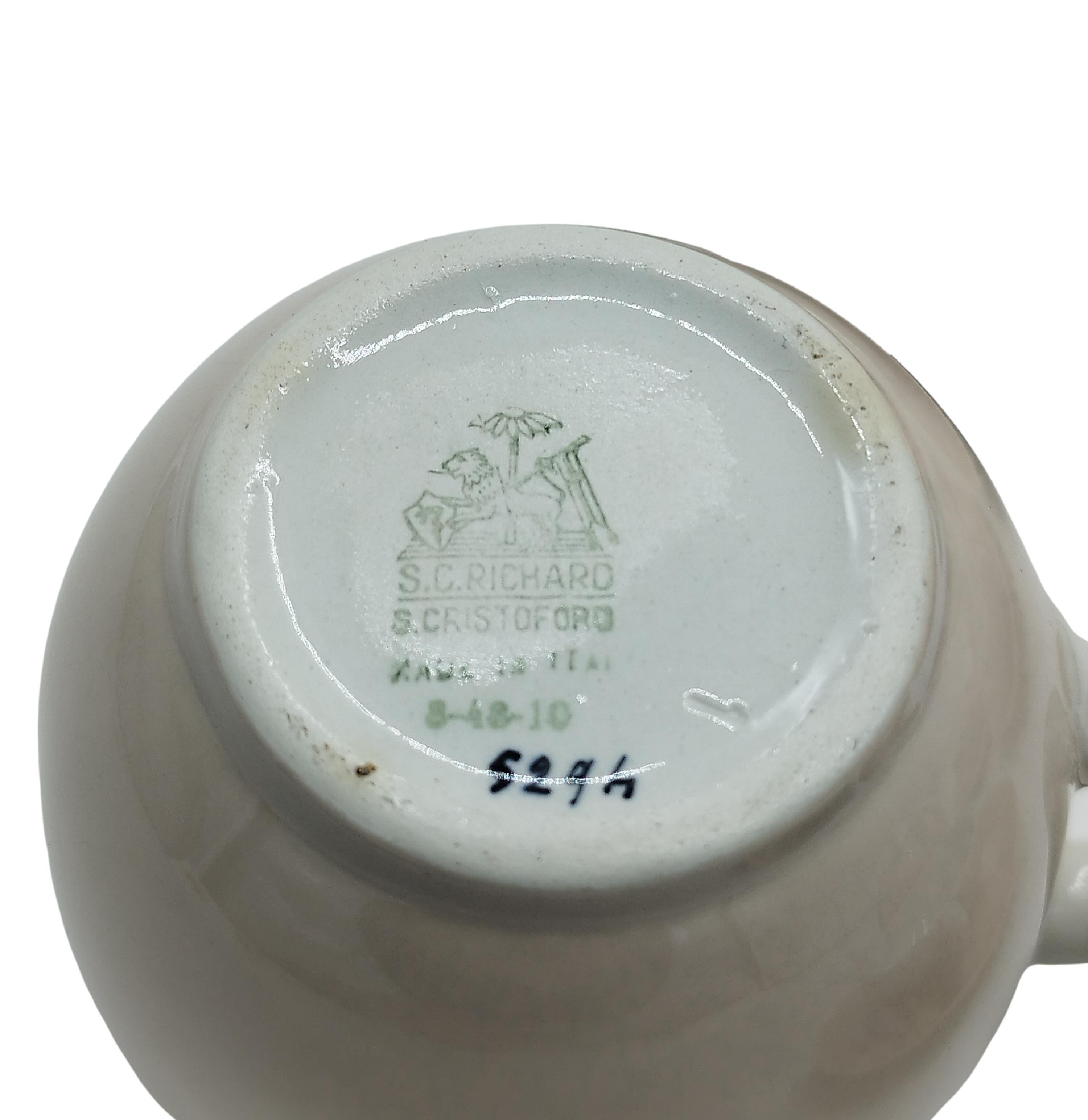Milieu du XXe siècle A.C.C. Service à thé en porcelaine Richard S. Cristoforo, Italie années 1930 en vente