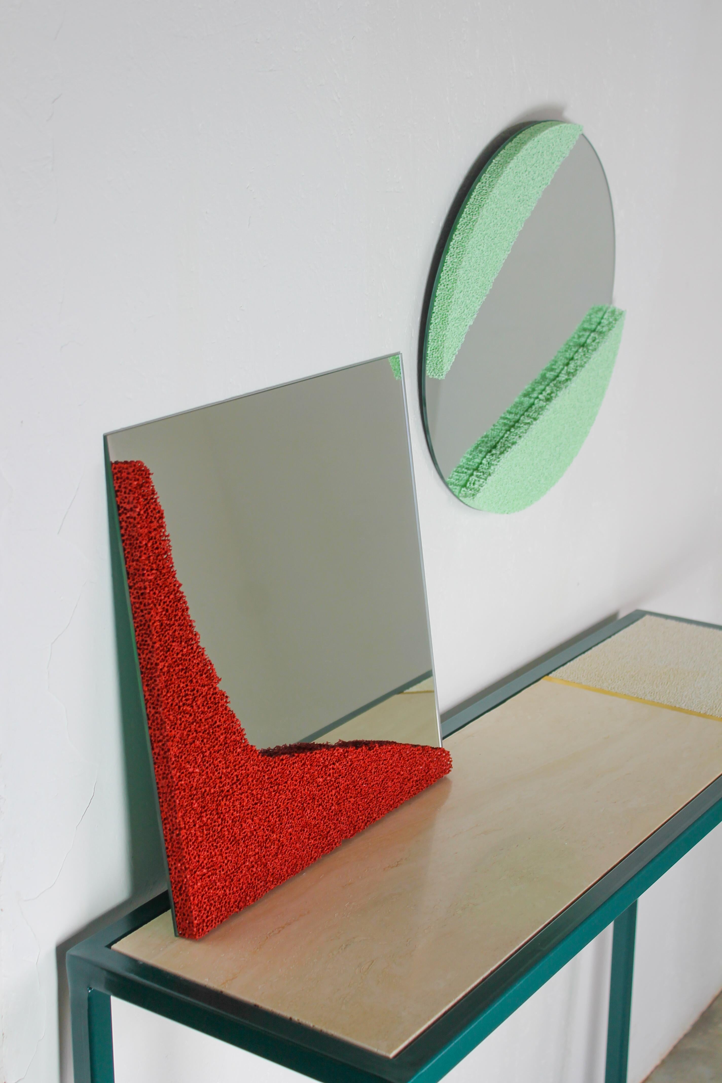 SC, Small Circle, Ceramic Foam Hanging Mirror by Jordan Keaney For Sale 2