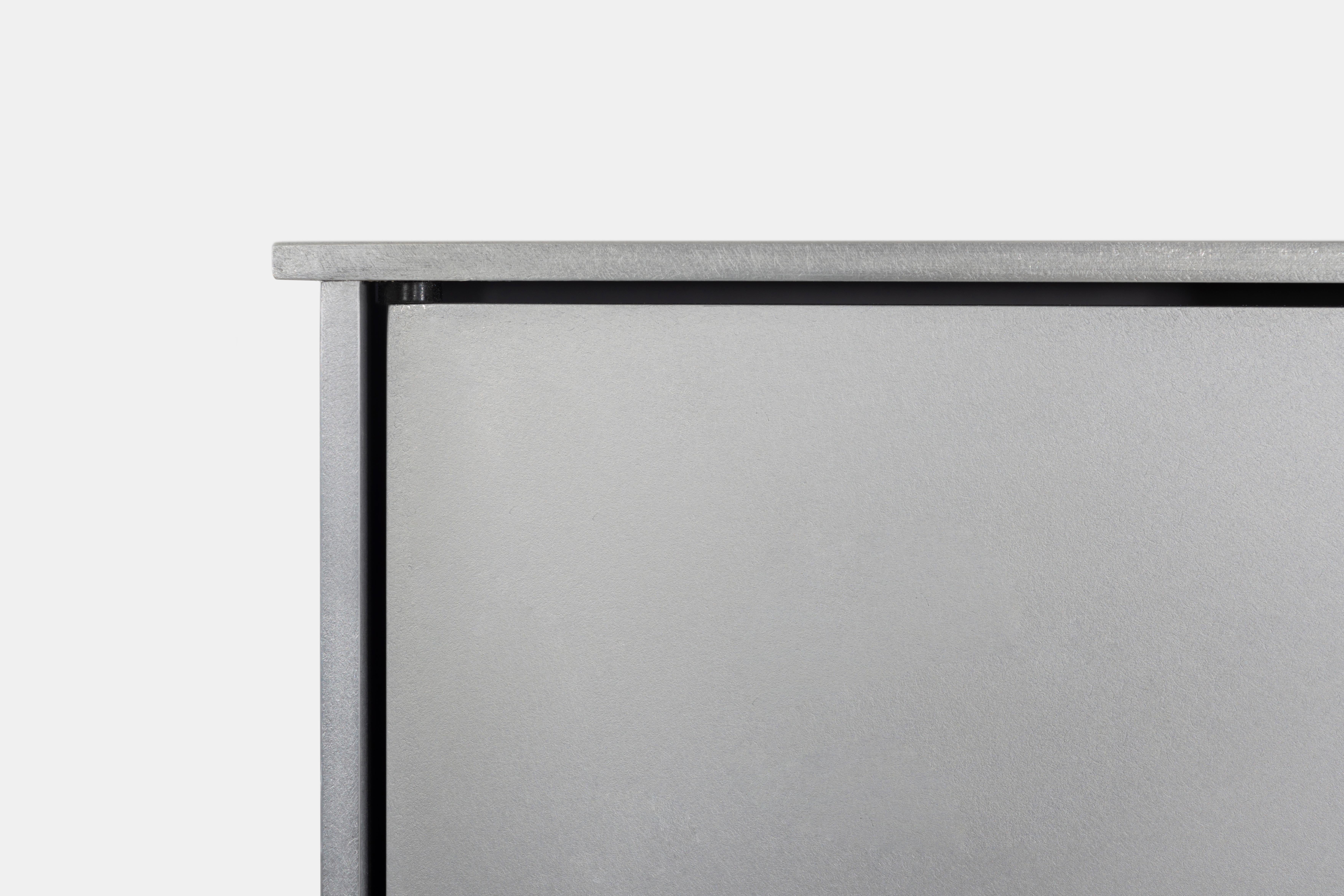SC Wall-Mounted Cabinet by Jonathan Nesci in Cut, Machined and Waxed Aluminum For Sale 2