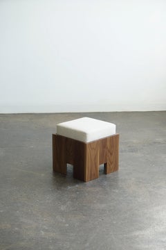 "SC1" modern stool or ottoman by Last Workshop, Walnut