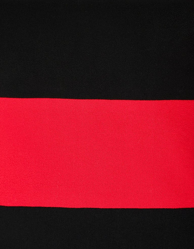 Scaasi 1990s Wool Red and Black Stripe Dress For Sale at 1stDibs
