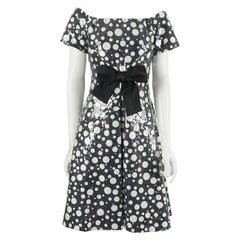 Scaasi Black and White Polka Dot Sequin Dress - S - 1980's