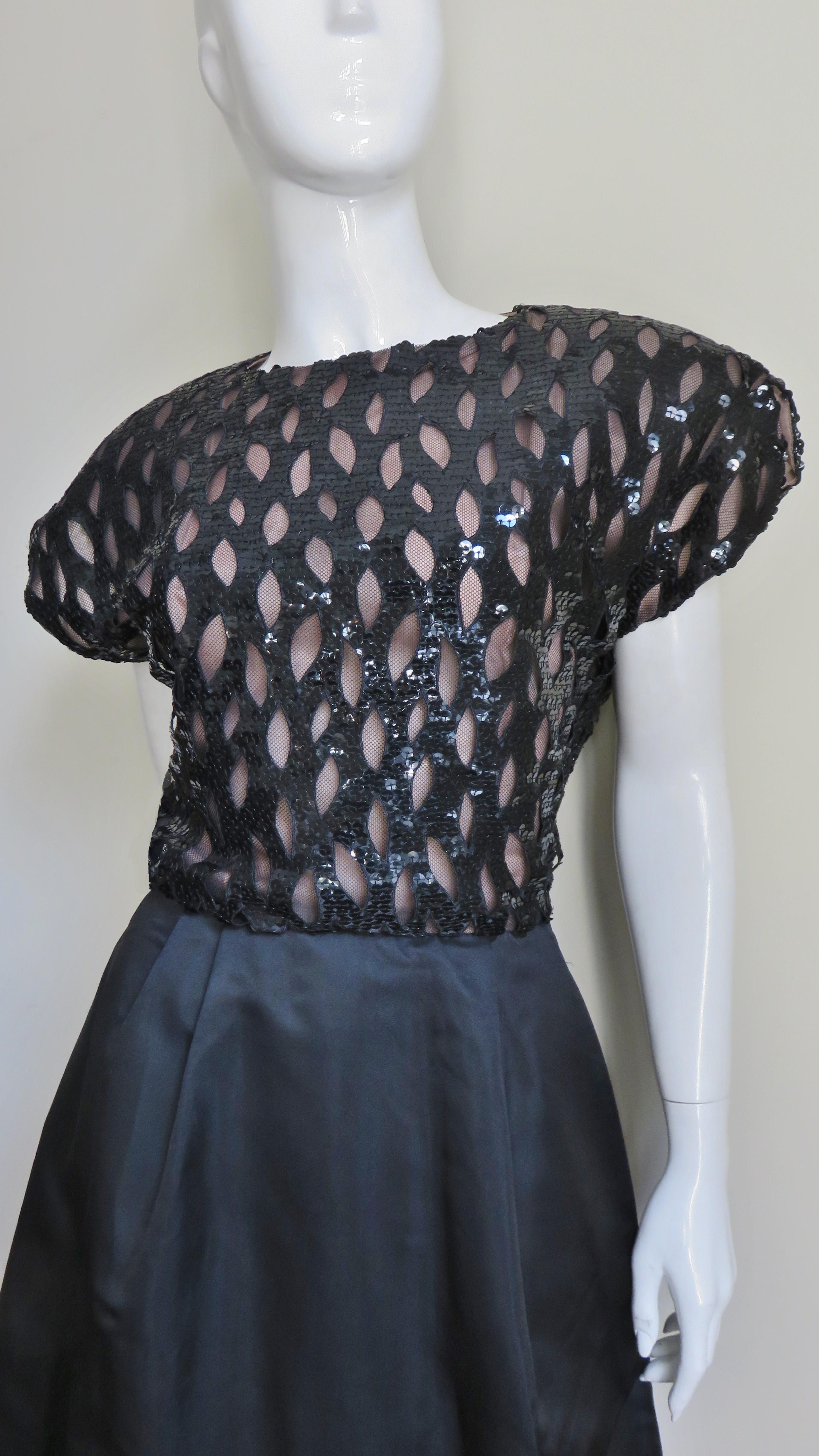 Scaasi Boutique Sequin and Net Bodice In Excellent Condition For Sale In Water Mill, NY