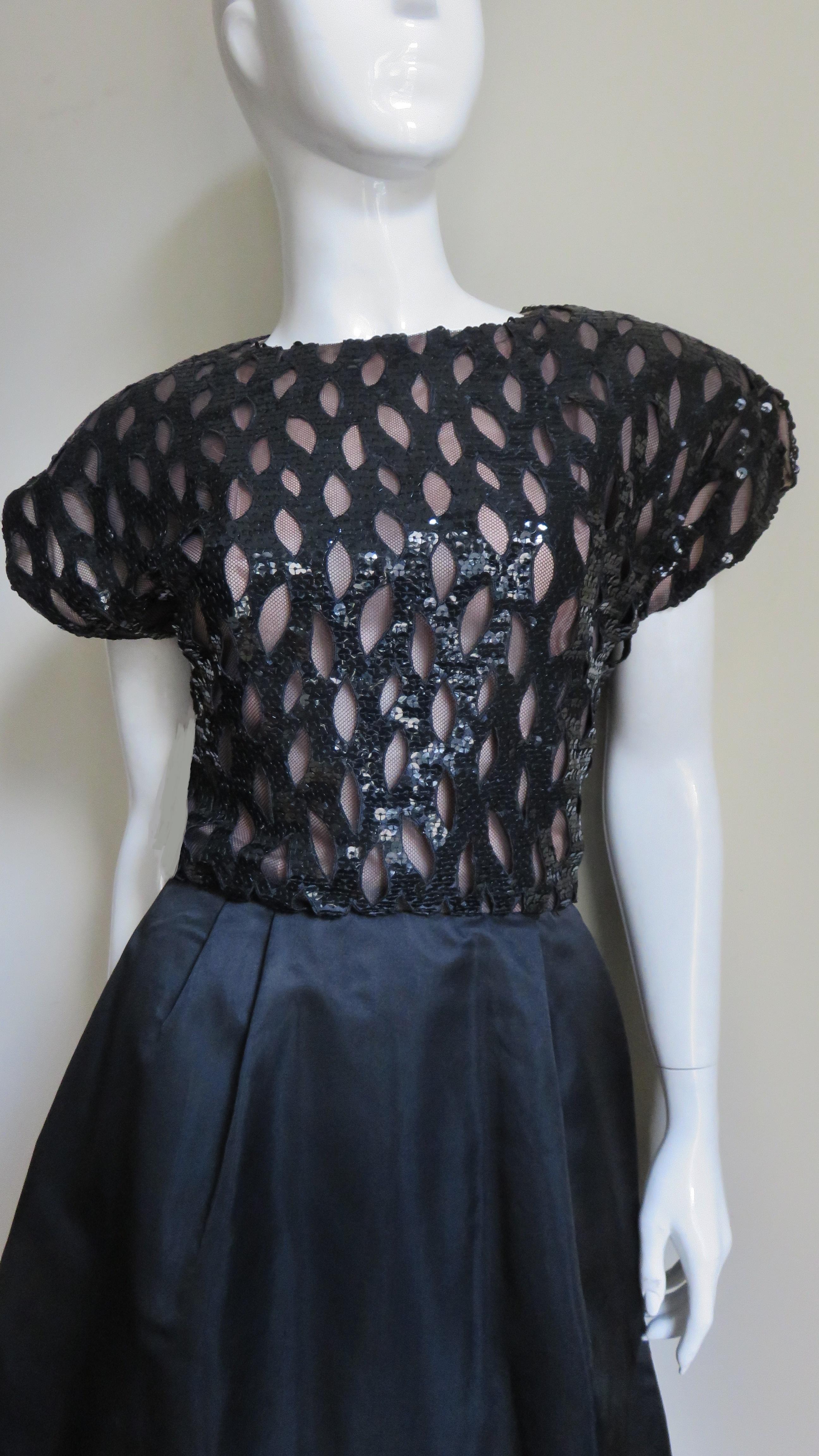 Women's Scaasi Boutique Sequin and Net Bodice For Sale