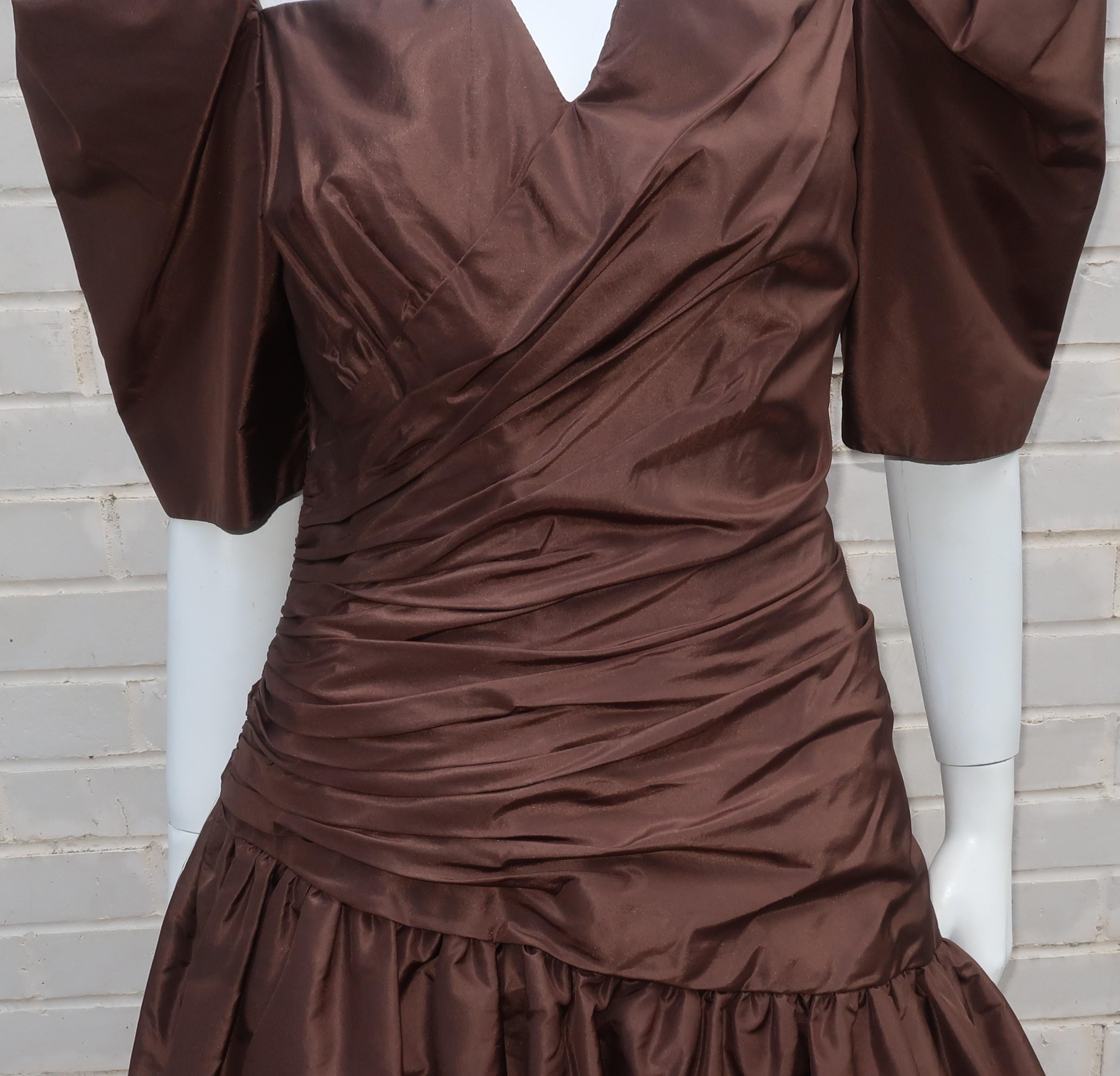 brown taffeta dress
