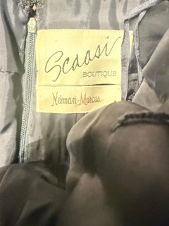 Scaasi Fall 1983 Vintage 1980s Navy Sequin Bow Cutout 80s Strapless Evening Gown