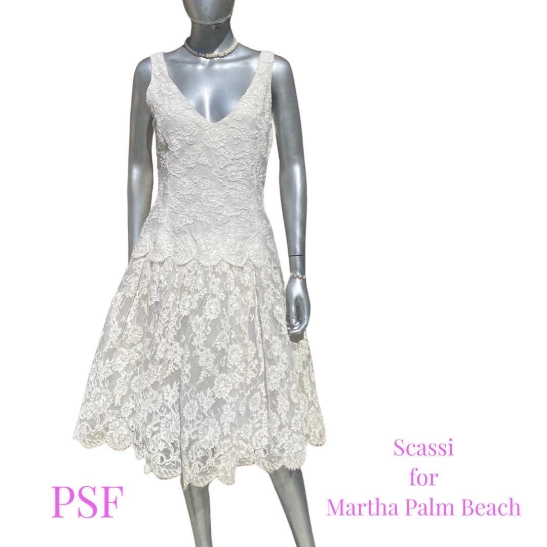 Scaasi for Martha Spring Summer Sleeveless White Lace Party Dress Size 10 For Sale 2