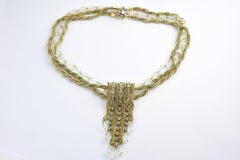 Vintage Scaasi Red Carpet Gold  Rhinestone and Lucite Tassel Necklace