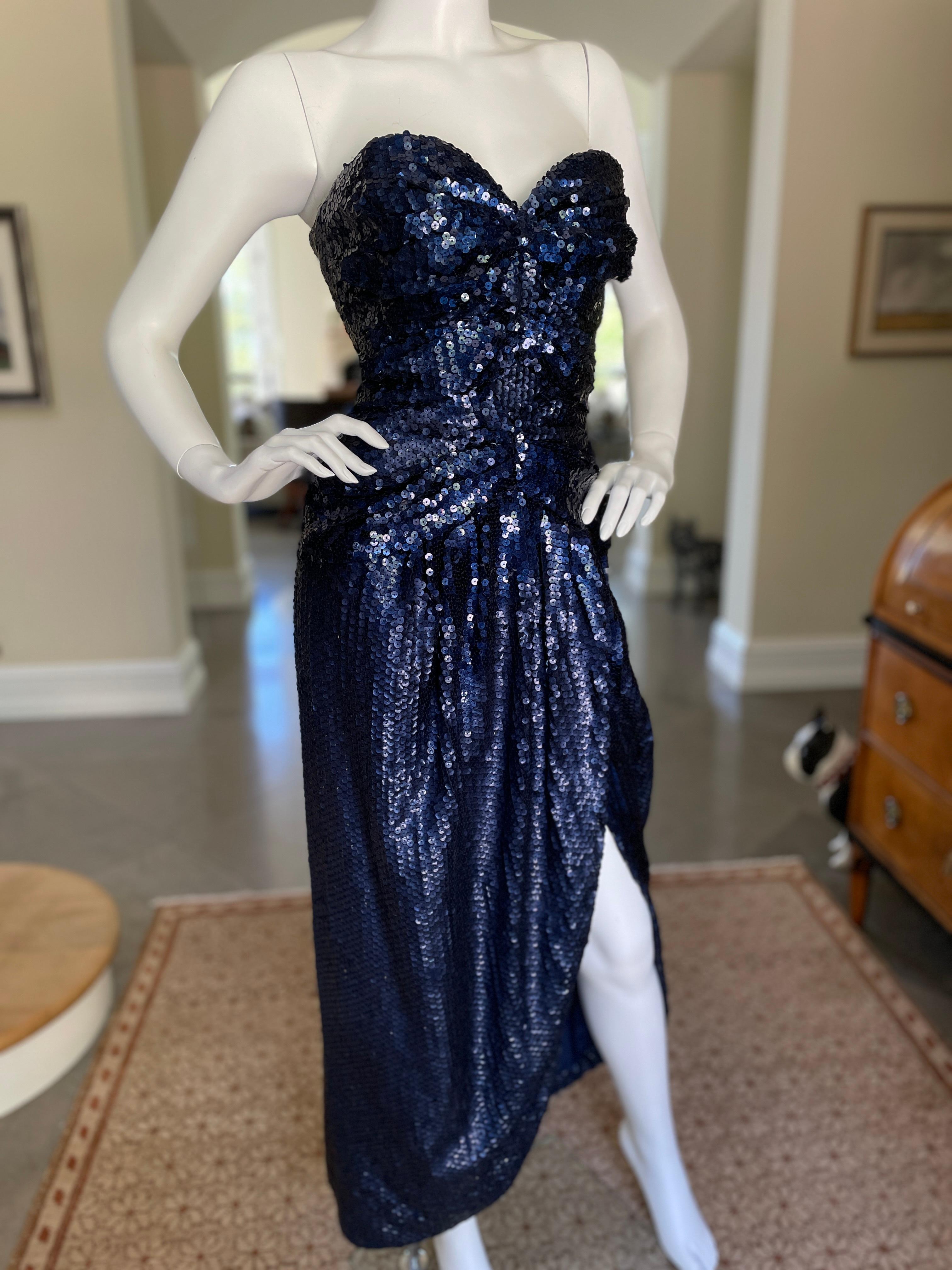 Scaasi Strapless Sequin Cocktail Dress for Neiman Marcus  In Excellent Condition For Sale In Cloverdale, CA