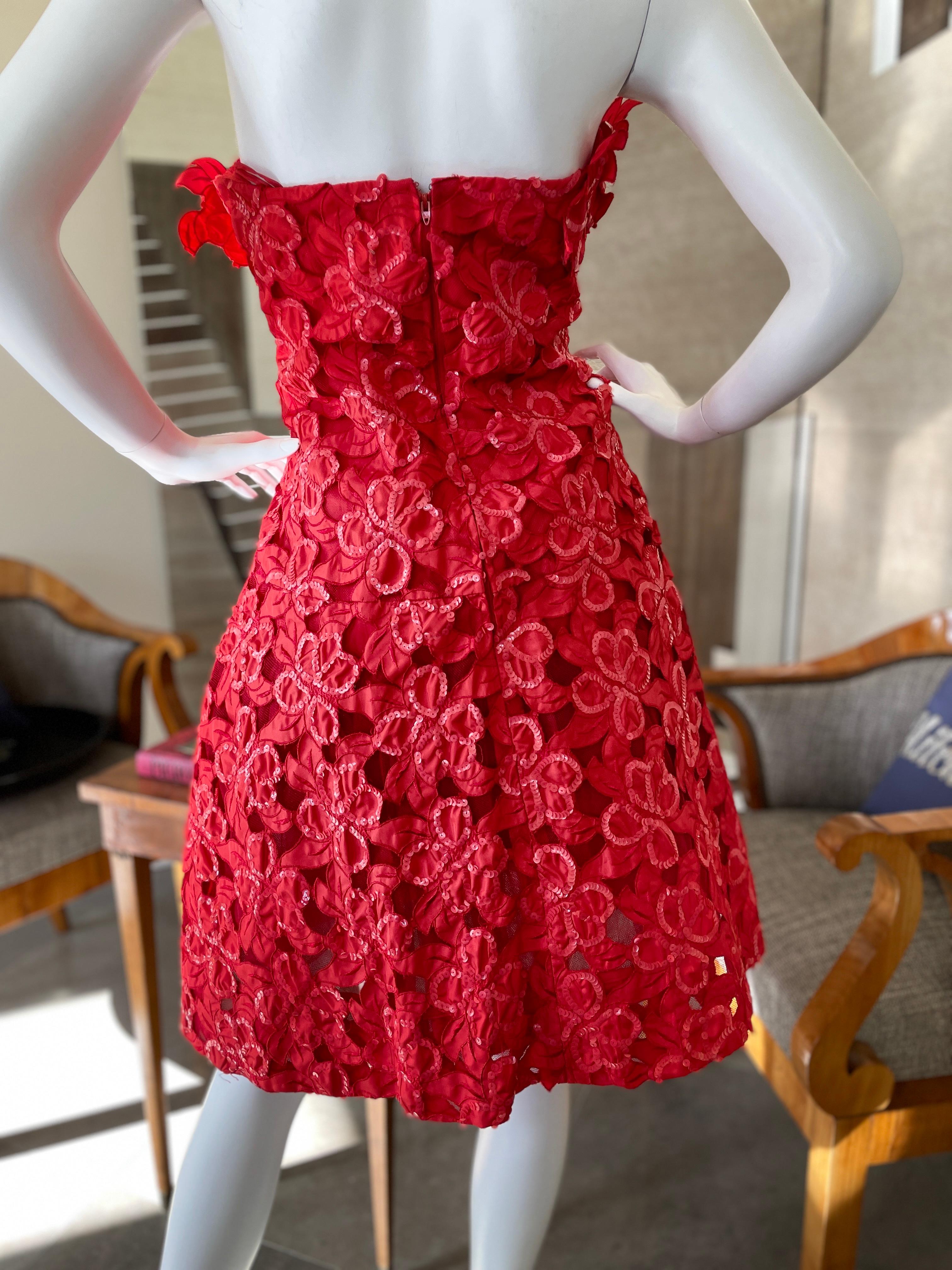 Scaasi Vintage Strapless Red Sequin Cocktail Dress for Neiman Marcus  For Sale 3