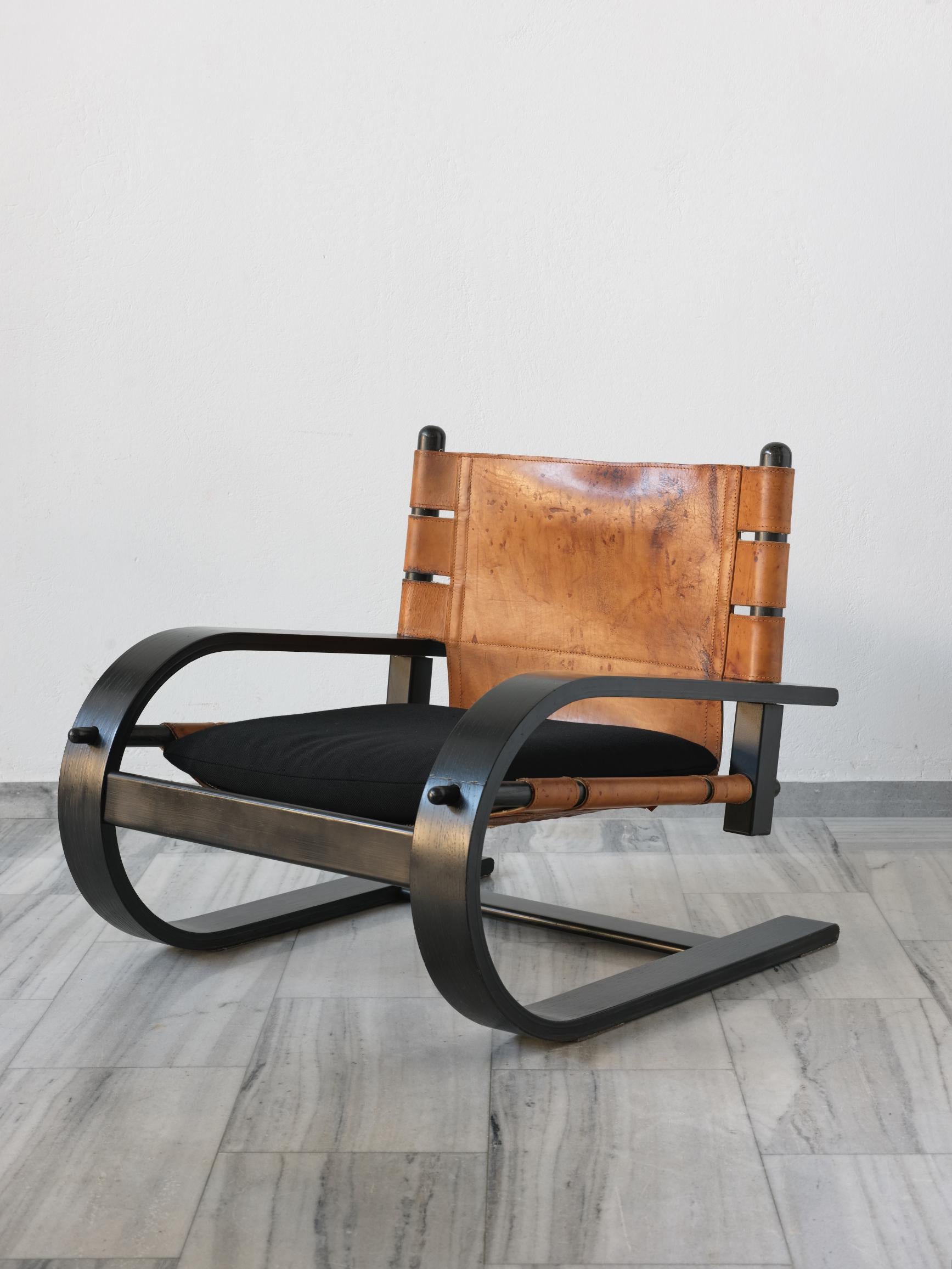 Pelle Sedia lounge Scacciapensieri di De pas, D'Urbino Lomazzi per Poltronova in vendita