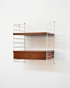 Wall shelf with drawer produced by BFB-hyllan for String Design, 1950s