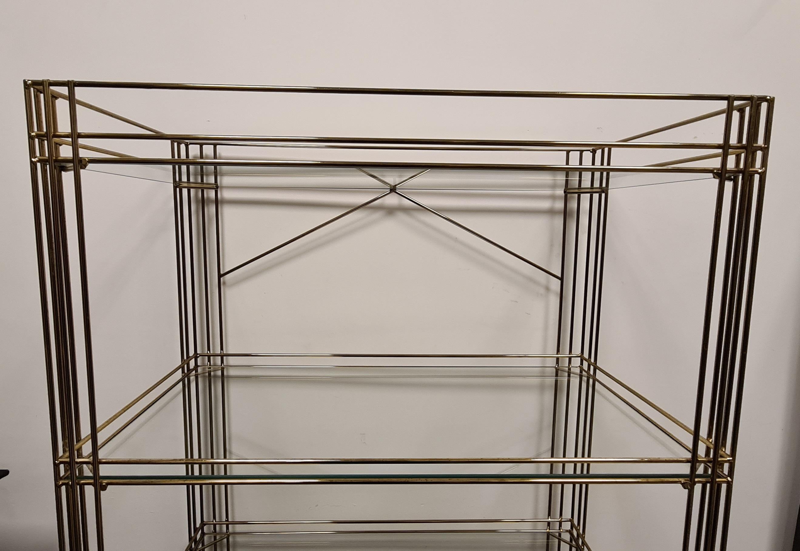 scaffale in ottone e vetro anni 80' For Sale 2