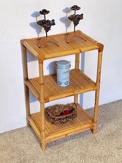 Vintage Bamboo and Rattan "Boho Chic" Bookshelf, Lake Como, 1990