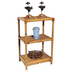 Vintage Bamboo and Rattan "Boho Chic" Bookshelf, Lake Como, 1990