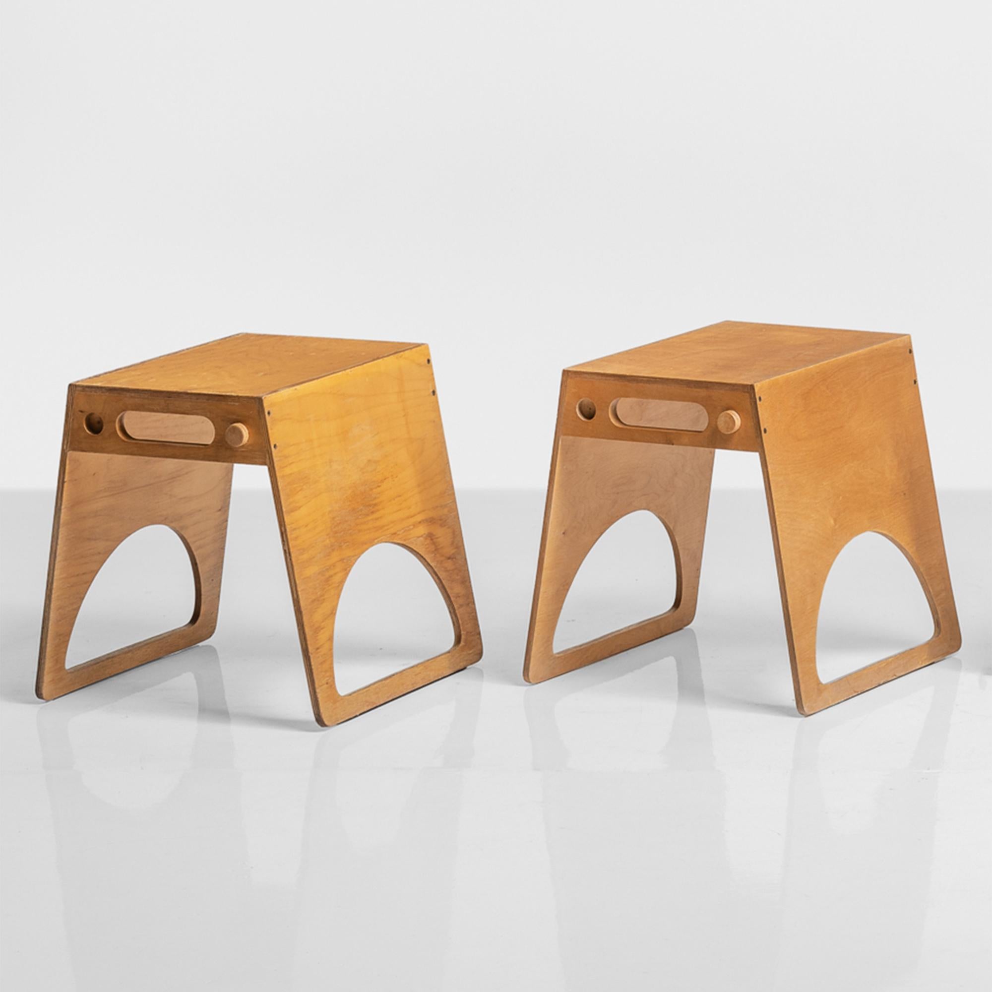Scagbelli stools by Alberto Paoli, Italy, circa 1950

Playful, geometric forms capable of modular attachment or stacking.
