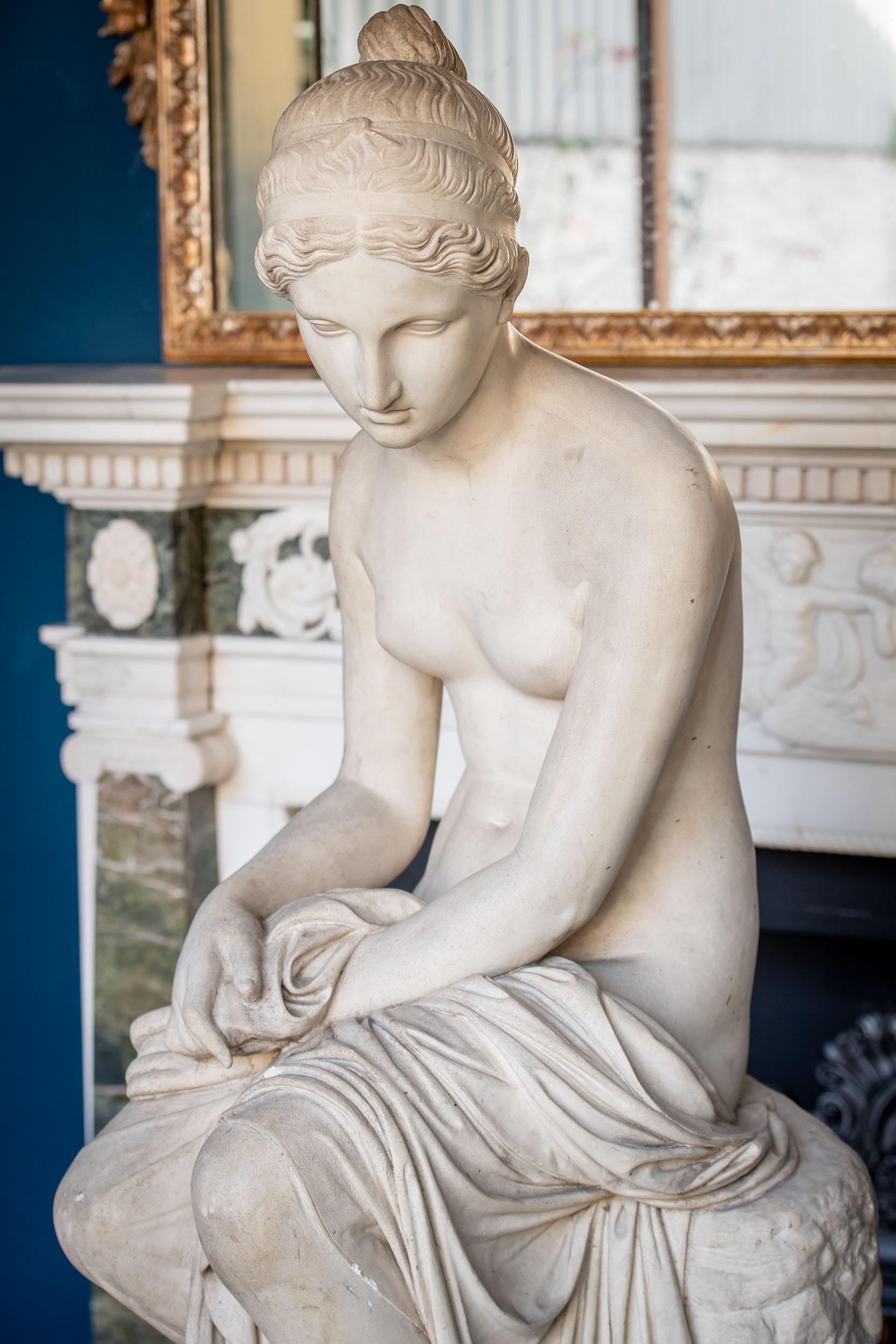 Neoclassical Scagliola Figure of Psyche Abandoned Attributed to Pietro Tenerani For Sale