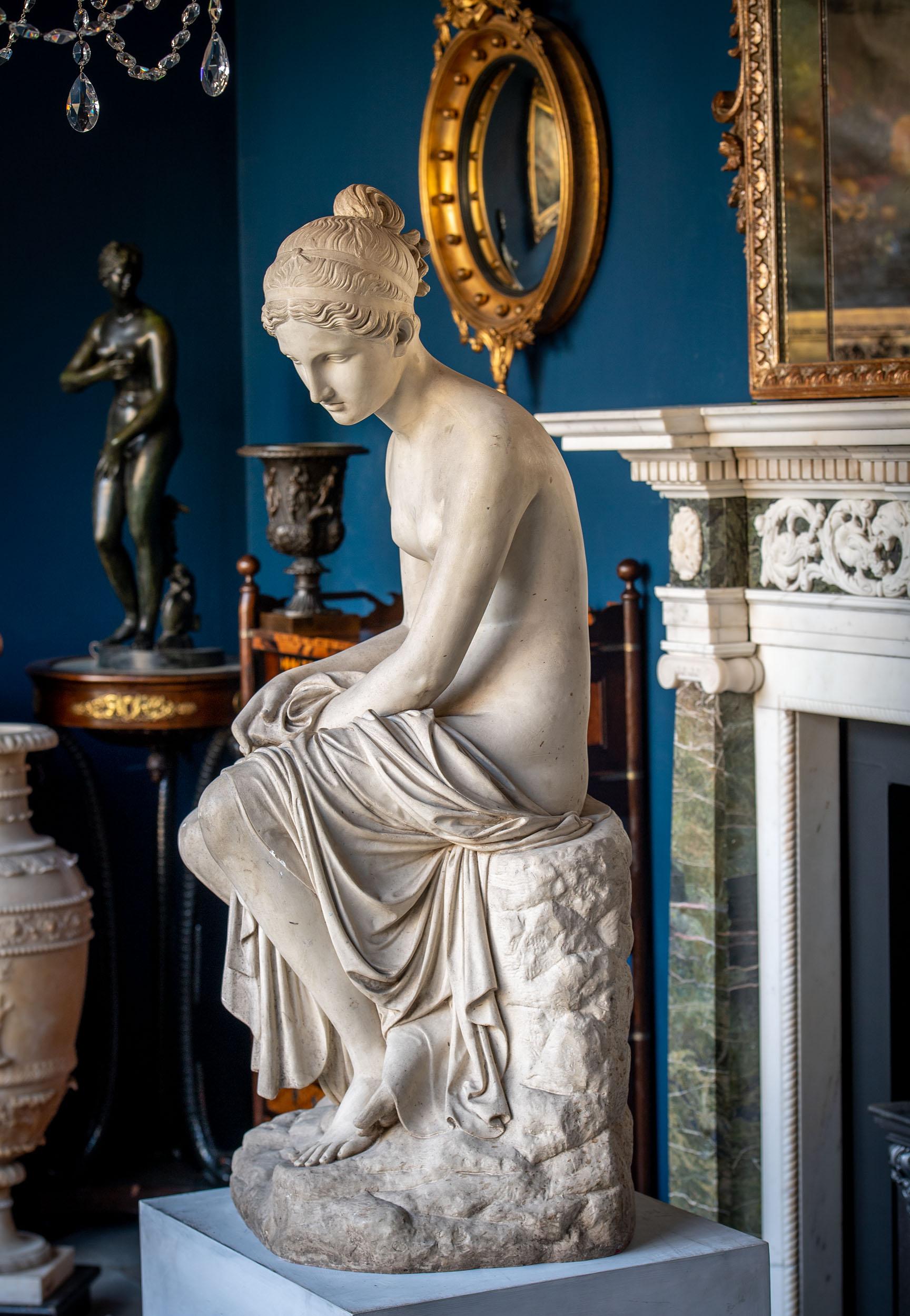 Italian Scagliola Figure of Psyche Abandoned Attributed to Pietro Tenerani For Sale