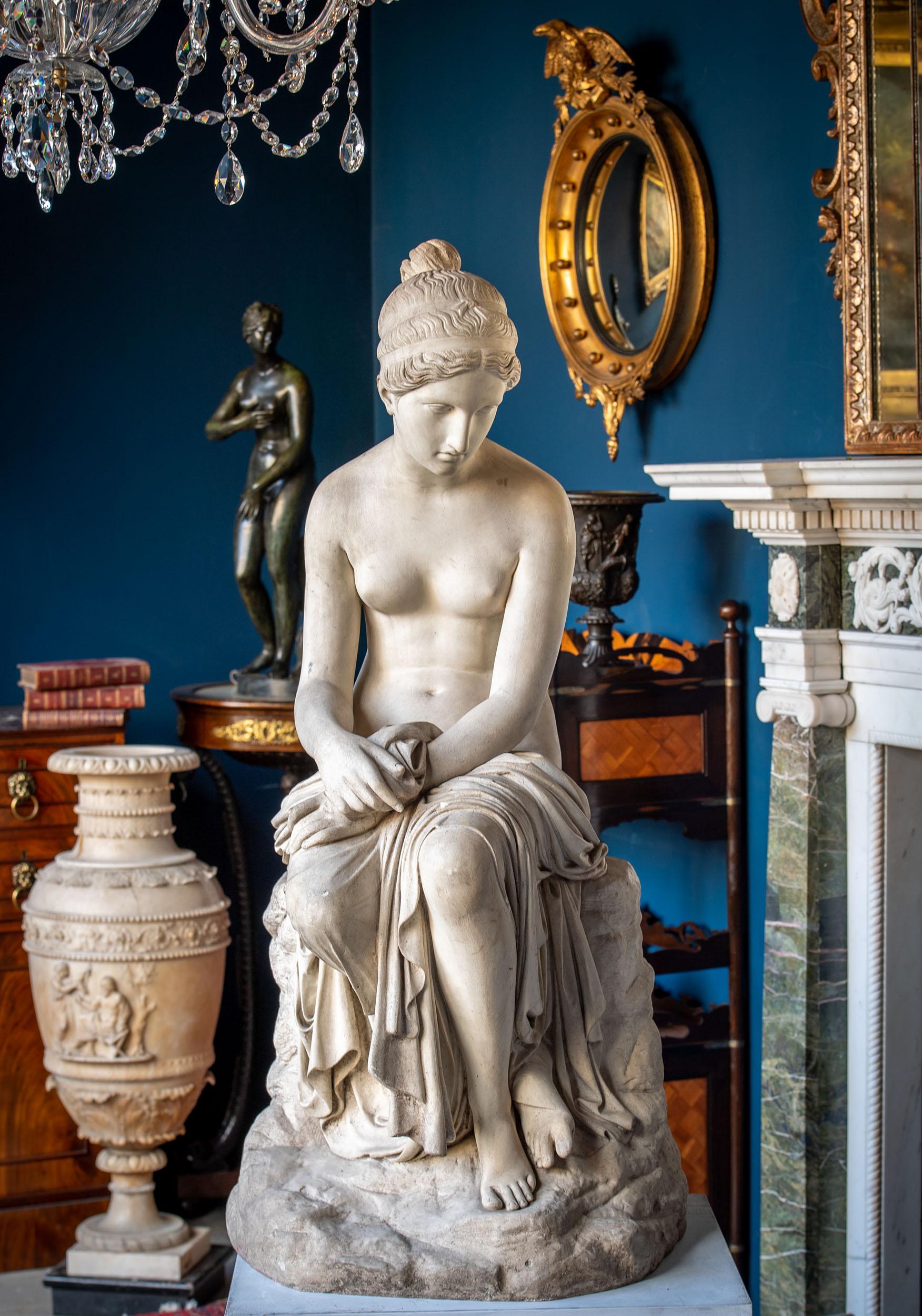 Hand-Carved Scagliola Figure of Psyche Abandoned Attributed to Pietro Tenerani For Sale