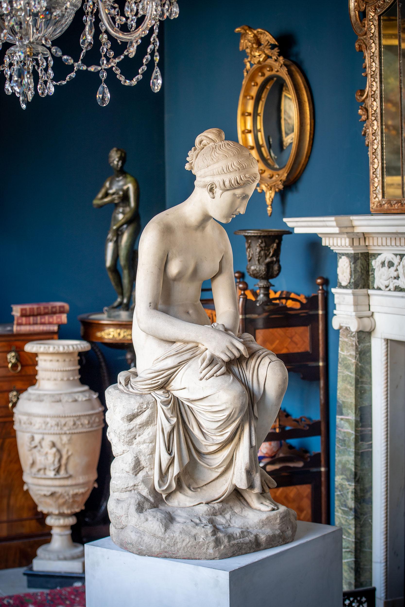 Scagliola Figure of Psyche Abandoned Attributed to Pietro Tenerani In Good Condition For Sale In London, GB