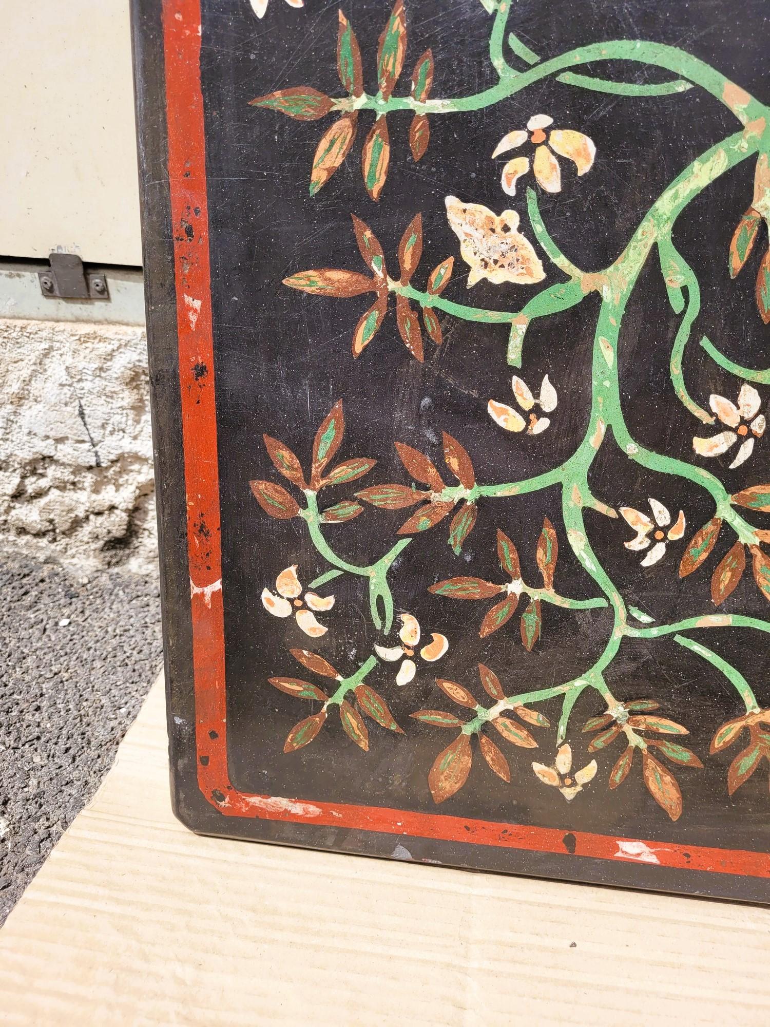 Panel Scagliola, Decoración Flores Y Pájaros, Finales S. XIX Principios S. XX siglo XIX en venta