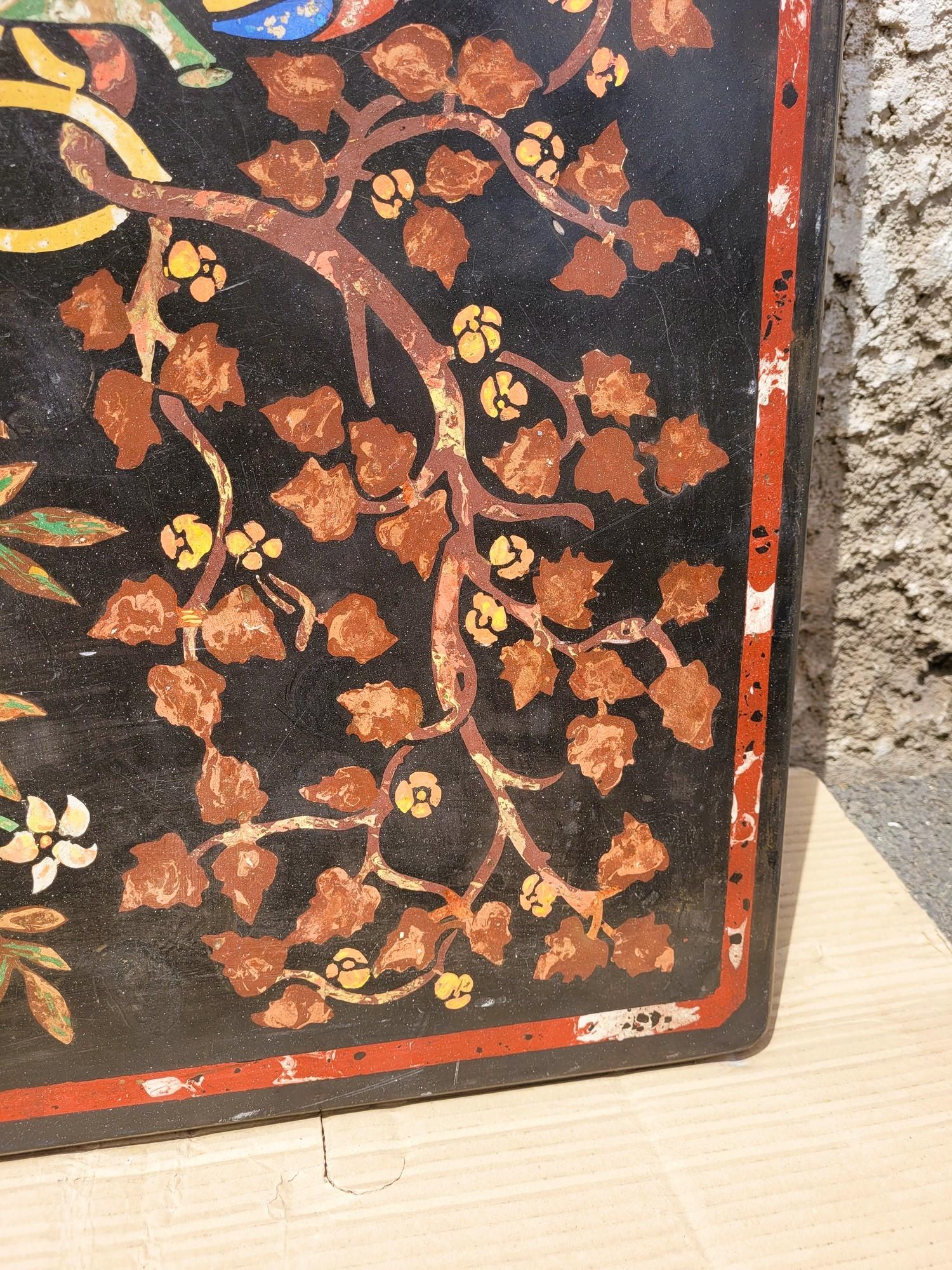 Panel Scagliola, Decoración Flores Y Pájaros, Finales S. XIX Principios S. XX Escayola en venta