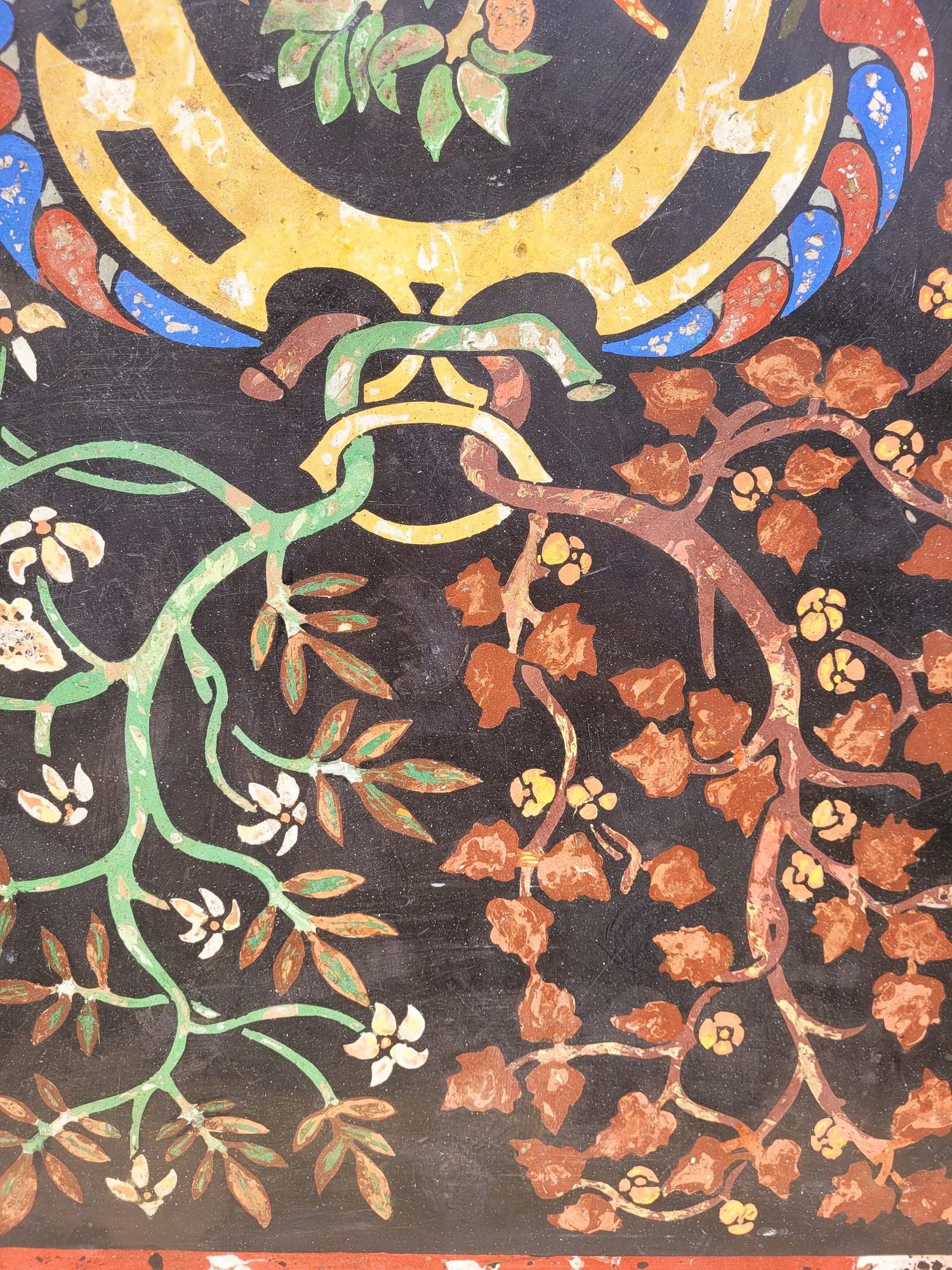 Panel Scagliola, Decoración Flores Y Pájaros, Finales S. XIX Principios S. XX en venta 1