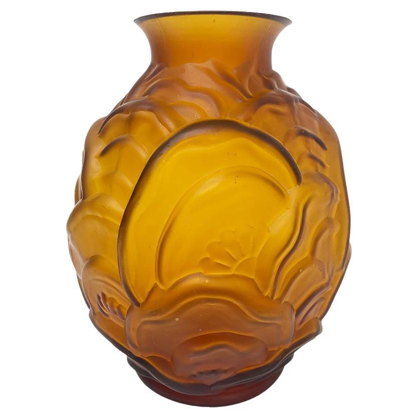 Vase en verre Art déco de Scailmont, Belgique, vers 1930