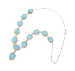 SCALA GIOIELLI 18kt White Gold Turquoise & Diamonds Pendant Necklace