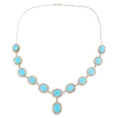 SCALA GIOIELLI 18kt White Gold Turquoise & Diamonds Pendant Necklace