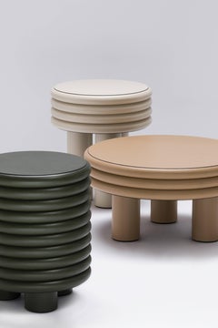 Scala Leather Coffee Table Small High Ivory Nappa