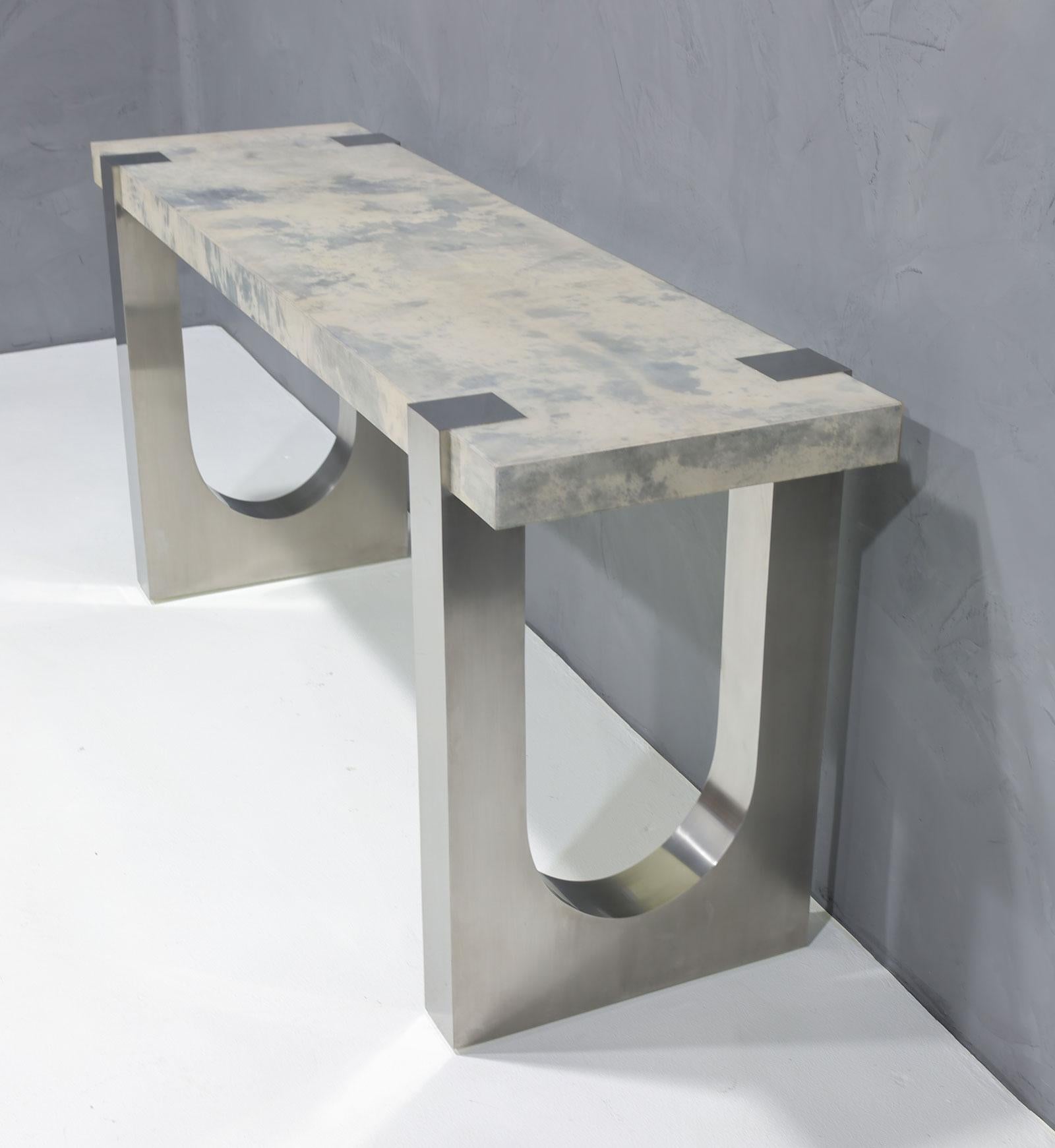 Contemporary Scala Luxury Console with Goatskin Top