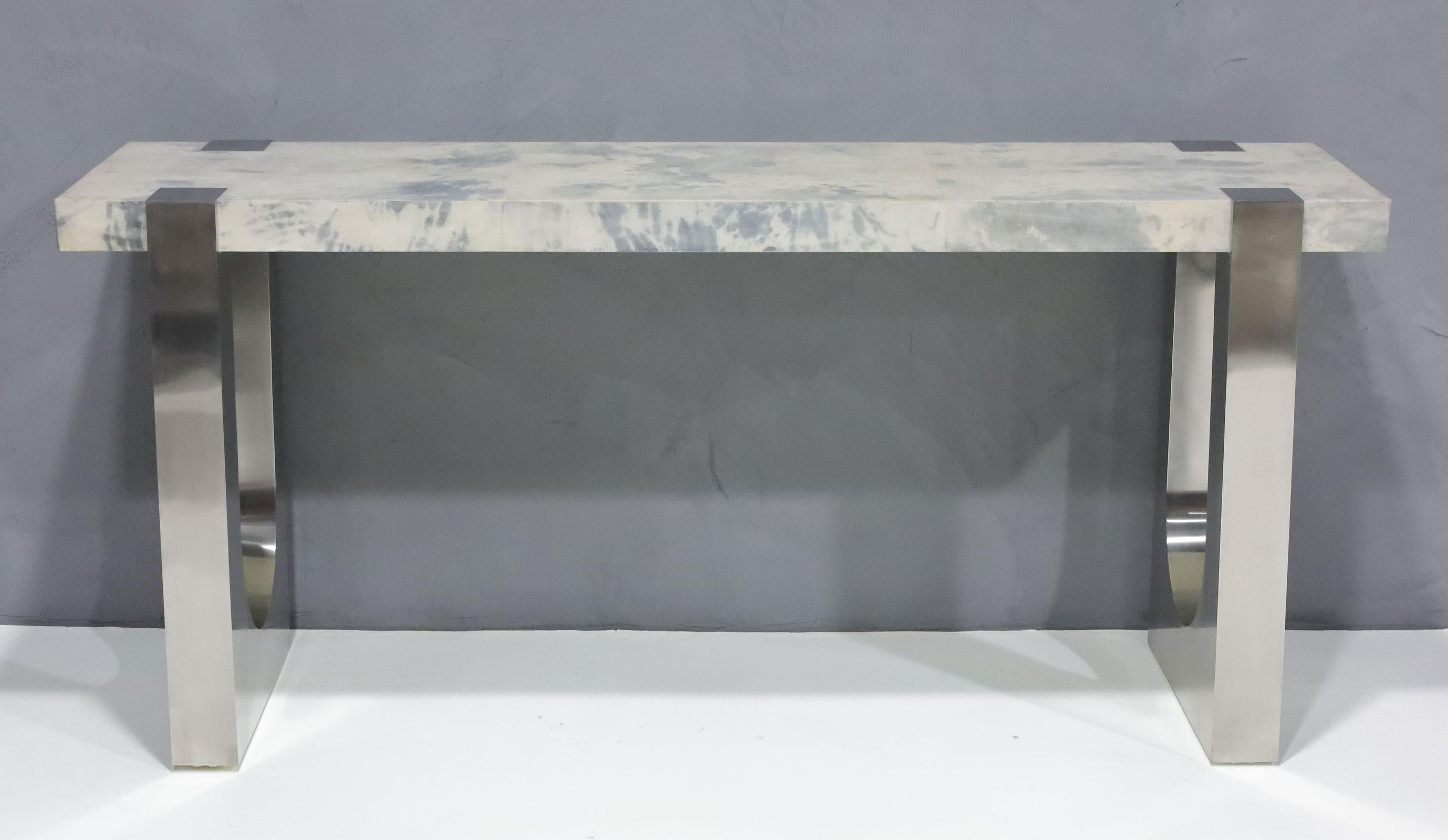 Steel Scala Luxury Console with Goatskin Top