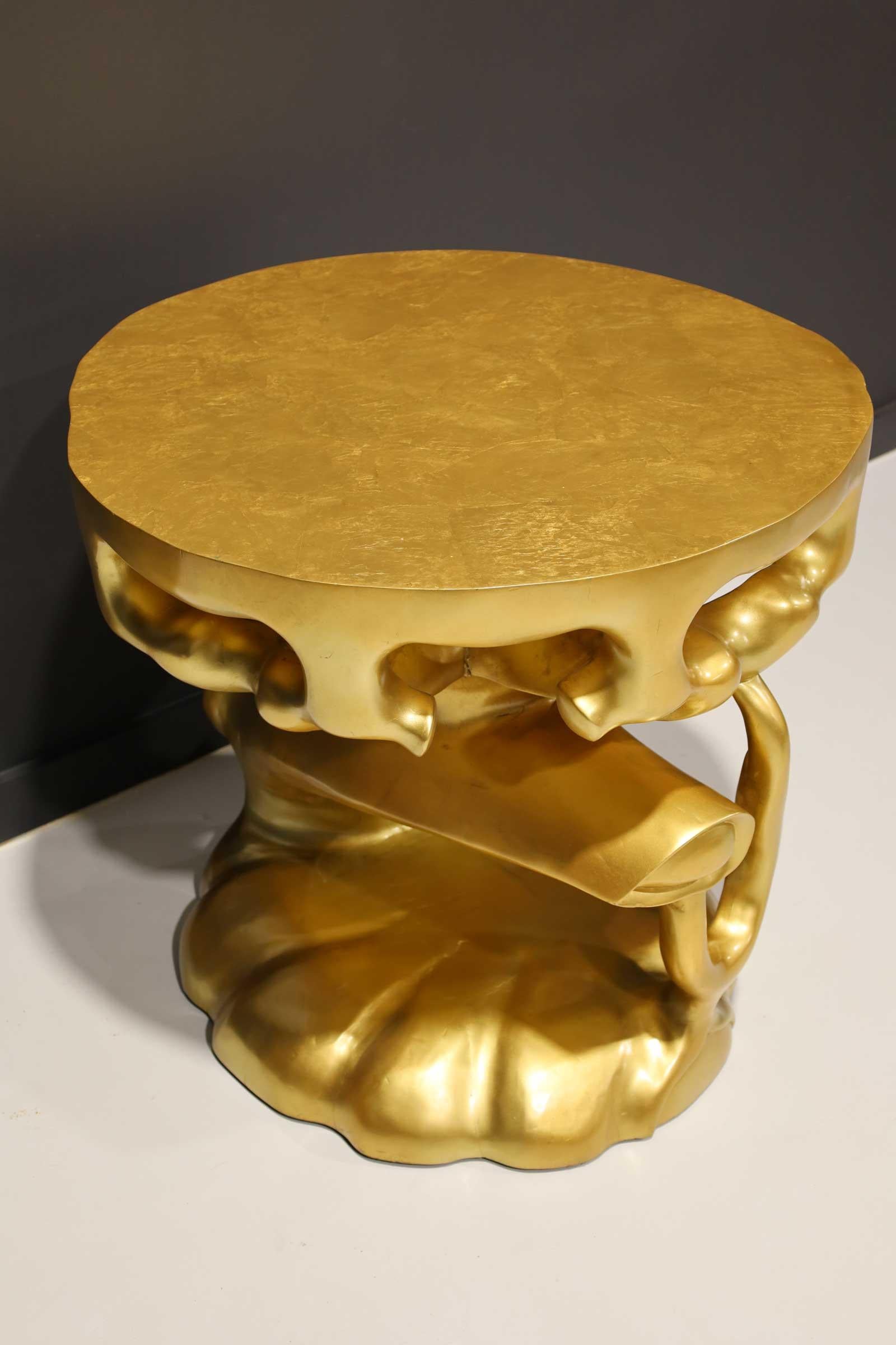Contemporary Scala Luxury Gold Leaf Truffle Trunk Table For Sale