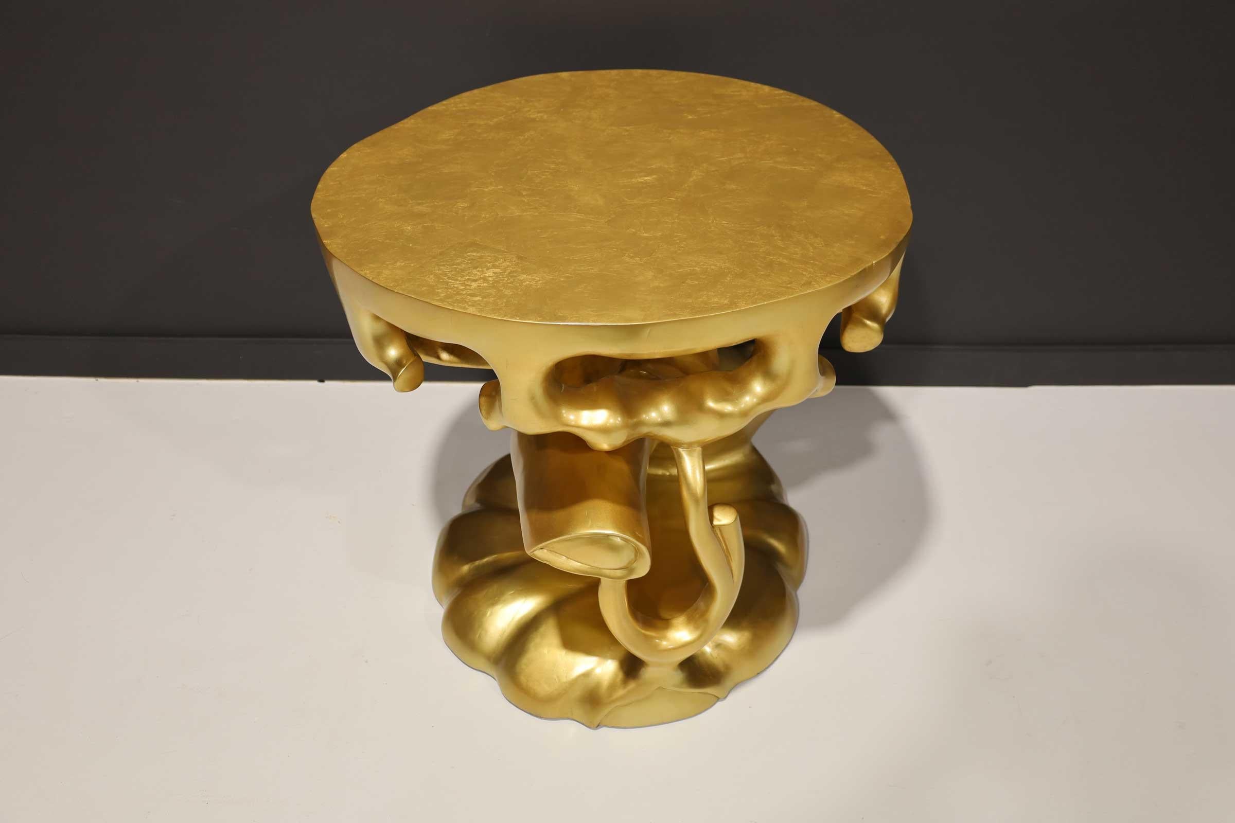 Feuille d'or Table tronc de luxe festonné à feuilles d'or Scala en vente