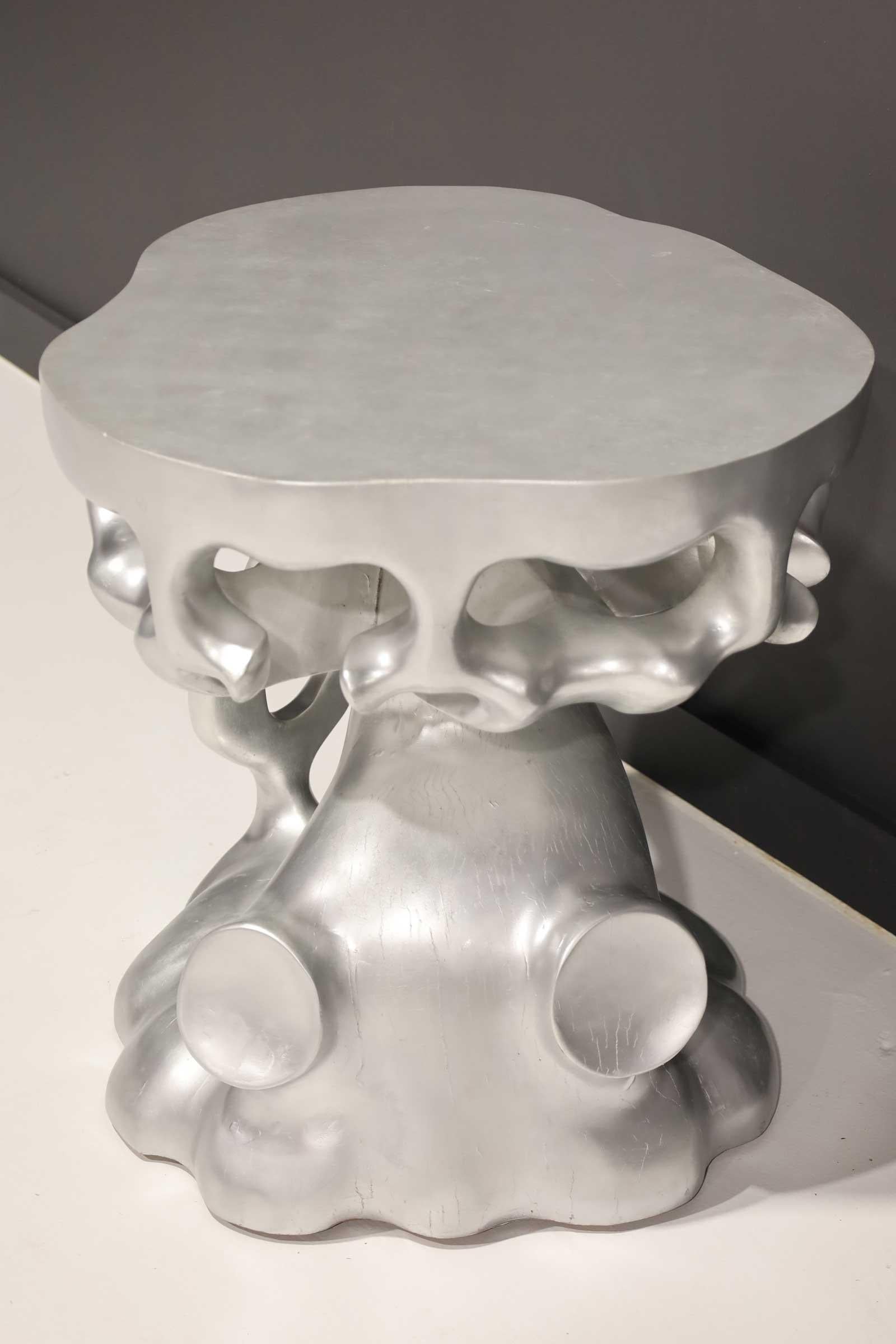 Modern Scala Luxury Silver Leaf Truffle Trunk Side Table For Sale