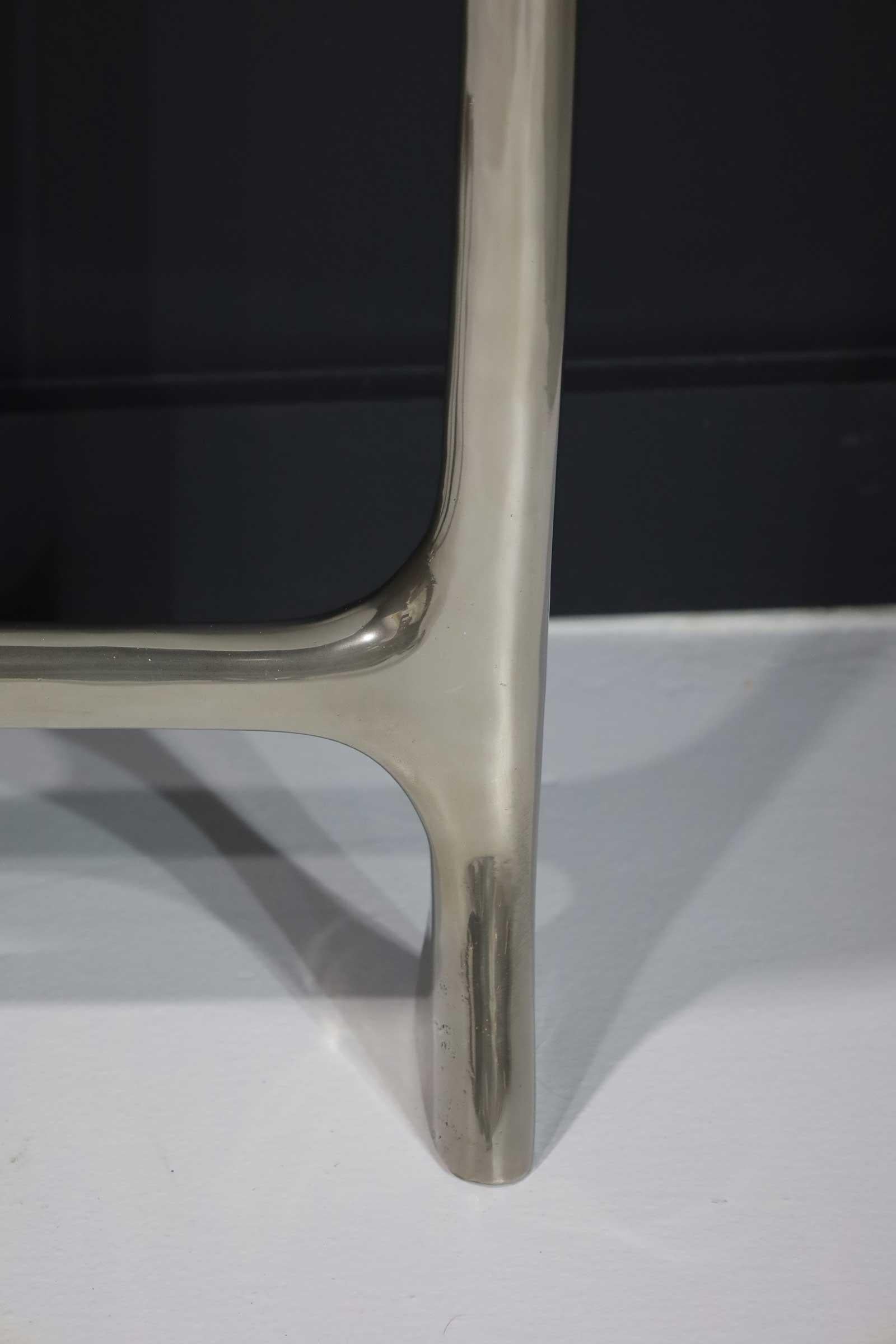 Scala Luxury Uovo Side Table in Polished Nickel and Polished Goatskin In Excellent Condition For Sale In Dallas, TX